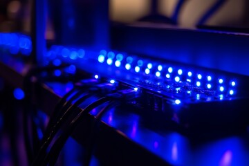 Poster - Stunning Blue LED Lights: Tech Background for Projects