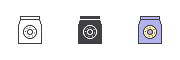 Poster - Donut icon set in line, solid and filled outline style