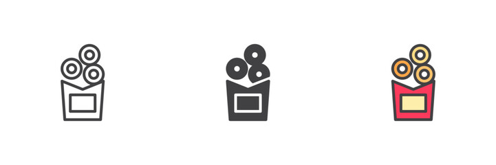 Poster - Soda cup icon set in line, solid and filled outline style