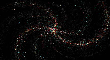 Poster - Colorful abstract swirl of stars and particles in dark background  