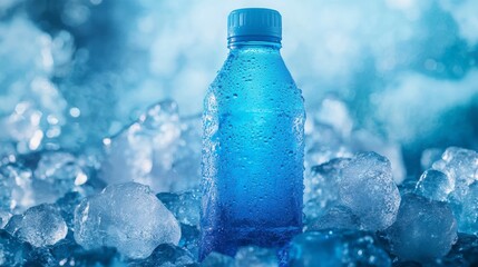Wall Mural - cold water bottle in ice.