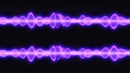 Poster - Flowing smooth purple sound waves against a black background create a captivating visual representation of audio frequencies, embodying the essence of music and dynamic energy