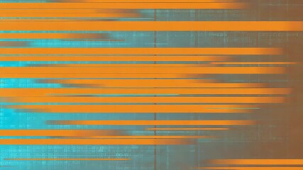 Poster - Flowing orange digital lines intertwine with a vibrant turquoise binary code background, forming a captivating futuristic abstract design that embodies modern technology and innovation