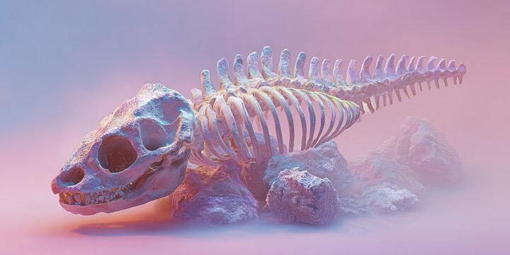 Pastel reptile skeleton image