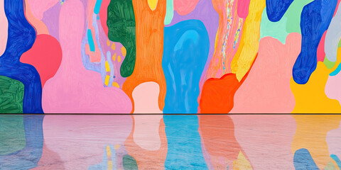 Poster - Abstract Colorful Wall Painting with Reflection