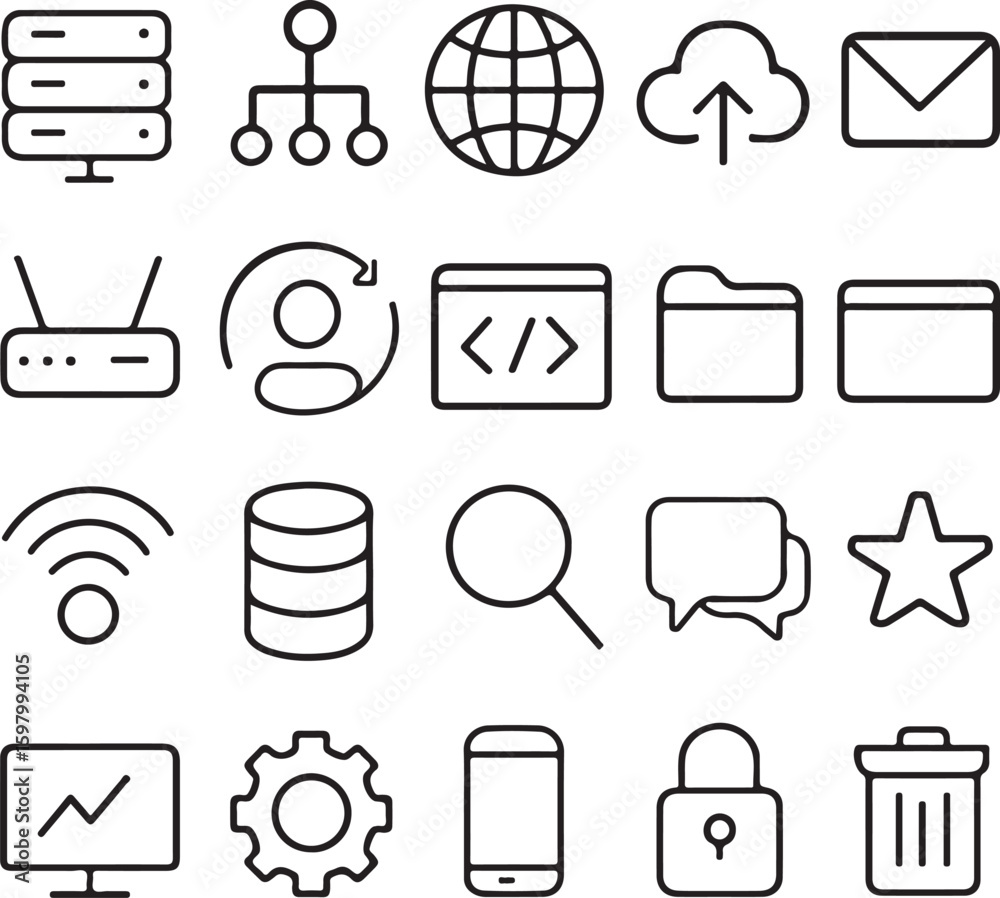Web Packet Icon Essential Web & Network Icons A Collection of Line Art Graphics Stock ...