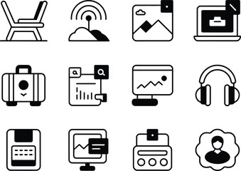 Fototapete - Collection of hand drawn icons representing technology and business concepts