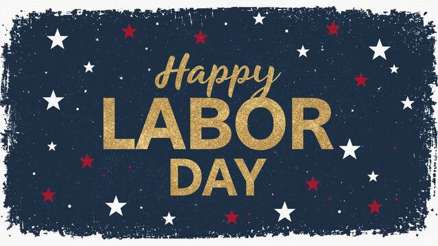 Happy Labor Day Banner with Bold Text and Abstract Background