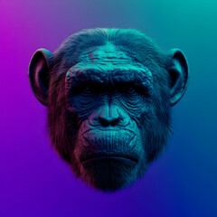 Poster - Artistic representation of a stylized monkey head with vibrant colors and a modern aesthetic