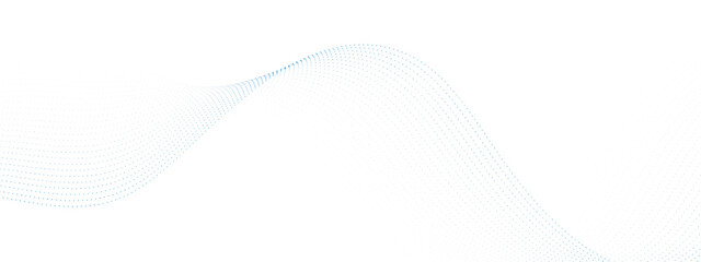 Poster -  Abstract light blue halftone undulate net background. Abstract air flowing particle wallpaper. Vector curve dashed gradient element for poser, banner, presentation, booklet, flyer