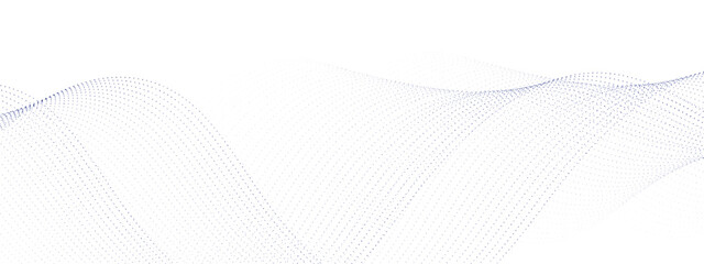 Poster -  Abstract light blue halftone undulate net background. Abstract air flowing particle wallpaper. Vector curve dashed gradient element for poser, banner, presentation, booklet, flyer