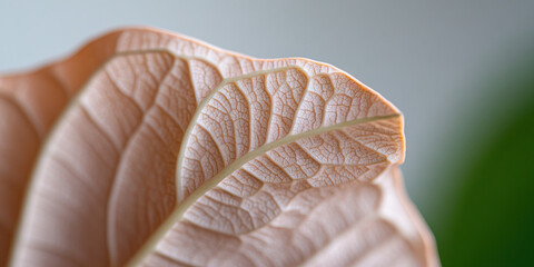 Poster - Close-up Photograph of a Peach-Colored Leaf's Venation