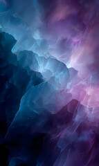 Poster - Ethereal cloudscape in serene violet and azure hues creating a dreamlike abstract texture reminiscent of nebulae and atmospheric wonder a stunning
