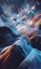 Poster - Abstract landscape of ethereal mountains with glowing highlights and a mystical atmosphere creating a surreal and enchanting scenic view perfect for