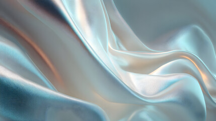 Poster - Silky smooth abstract texture with pearly iridescent hues and dynamic fabric waves perfect for modern design projects and creative graphic elements