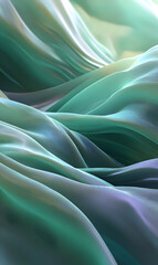Poster - Abstract fabric waves backdrop in teal and lavender hues creating a serene and elegant flowing texture suitable for design projects that require