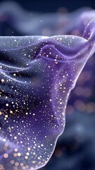 Fototapete - Cosmic waves of violet and silver hues ripple through space, illuminated by thousands of glowing specks in a dreamlike, nebula-inspired scene