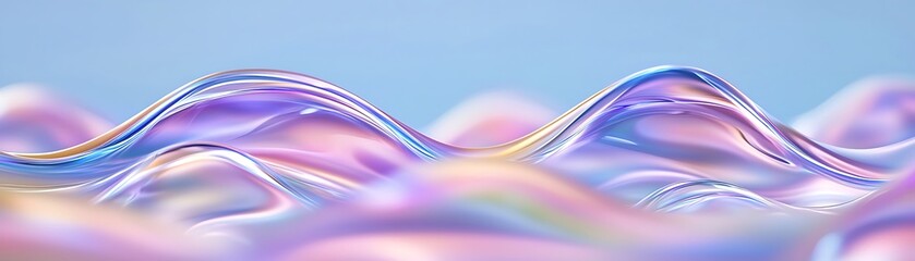 Poster - Flowing Waves of Colorful Iridescent Bubbles with Soft Gradient Background in Abstract Composition