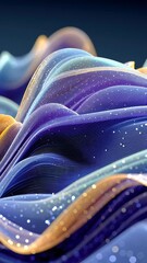 Poster - Soft, silky layers of violet, peach, and pink fabric textures with a shimmering surface forming smooth, undulating waves