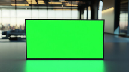 Fototapete - Green Screen Display: Digital screen ready for content. Versatile for virtual meetings, ads, and more. Ideal for product display.