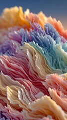 Poster - Vibrant abstract swirls of multicolored strands resembling fluid waves in close-up macro detail