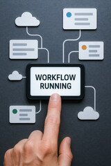 Poster - Workflow and running process smooth automation and technology management in a digital touchscreen interface