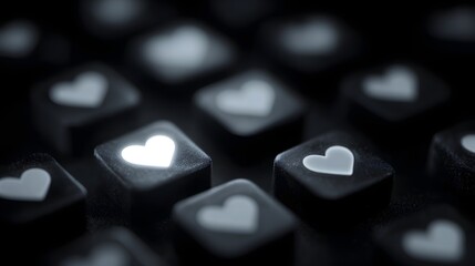 Poster - Grayscale heart icons in a social media feed concept