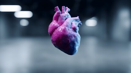 Poster - Colorful 3D heart floating in a virtual reality interface