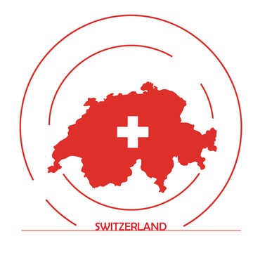 Switzerland flag map for Swiss National Day 1 August vector poster
