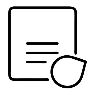 Document with lines and a water droplet icon representing a file with a liquid or fluid element present