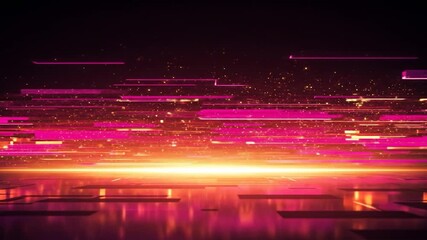 Poster - Abstract pink and orange luminous lines pattern background