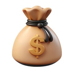Poster - 3d money bag with dollar sign isolated on white background