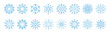 © Sensvector - Wintertime snowflakes with different shape and unique ornaments. Vector in flat style, isolated set of blue snow flakes, frozen water. Seasonal and winter design, blizzard or weather decorative design