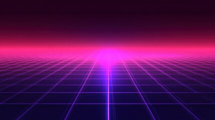 Wall Mural - Retro futuristic grid landscape