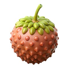 Poster - 3d stylized strawberry with green leaves isolated on white background