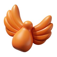 Poster - 3d stylized orange angelic figure isolated on white background