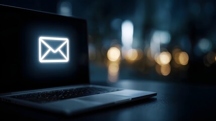 Poster - Neon email marketing template displayed on laptop screen