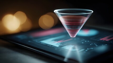 Aufkleber - glowing marketing funnel diagram on digital tablet