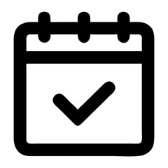 Poster - Black outline of a calendar icon with a checkmark inside indicating a scheduled event or completed task date
