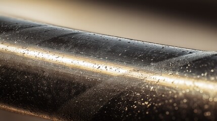 Poster - Smooth surface of a biopolymer pipe glistens with moisture, subtle color variations appearing as light reflects off the organic material, showcasing its unique texture and properties