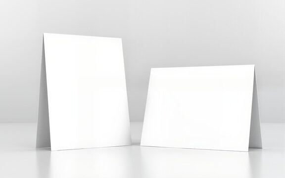 Two blank white cards in a minimalist setting. High quality