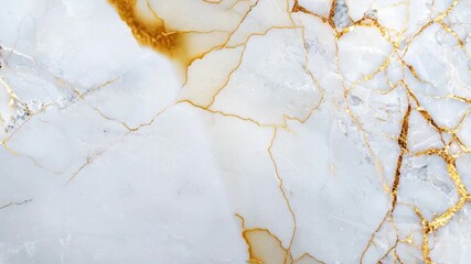 Poster - Elegant White Marble Background with Gold Veins for Stylish Decor and Design Projects 4k video footage