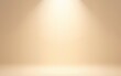 © shu - Beige studio background. Neutral background with soft rays. Warm soft light studio lighting. Photostudio soft box neutral lighting. High quality