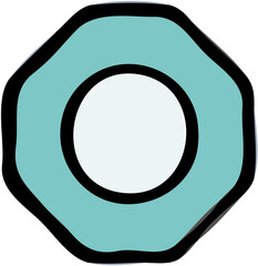 Leinwandbilder - Abstract, geometric illustration featuring a light blue octagon with a white circle inside.