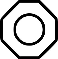 Leinwandbilder - Simple black and white illustration of an octagonal shape with a central circle.