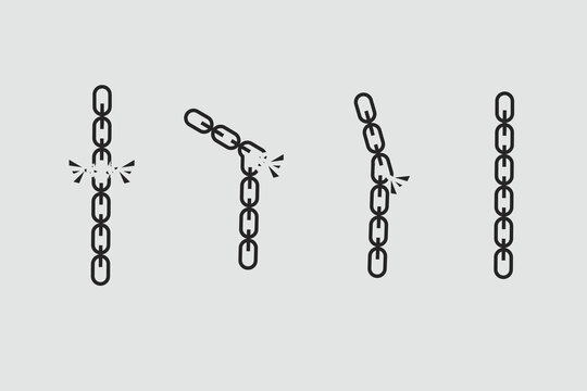 broken chain symbol icon in vector