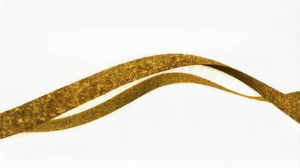 Poster - Golden ribbons flow gracefully across a white background, creating a textured, elegant, and abstract design element perfect for luxurious presentations.