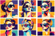 © ONYXprj - Woman portrait cartoon vector concepts. Female squares sweater glasses lady makeup businesswoman edge urban influence elegant modern cultural classic playful charm patterns avatars illustration