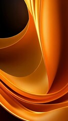 Poster - Golden abstract background with flowing curved shapes and gradient colors on a dark backdrop, creating a rich texture.