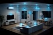 © Duasama - Smart home interior at night, showing interconnected devices